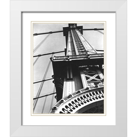 Eiffel Tower White Modern Wood Framed Art Print with Double Matting by F Rosenstiels Widow and Son