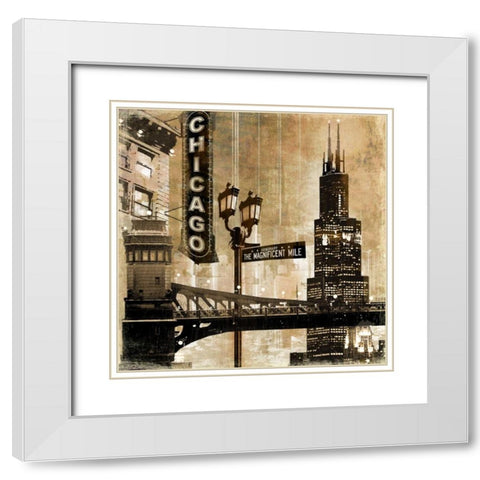 Chicago White Modern Wood Framed Art Print with Double Matting by Donovan, Kelly