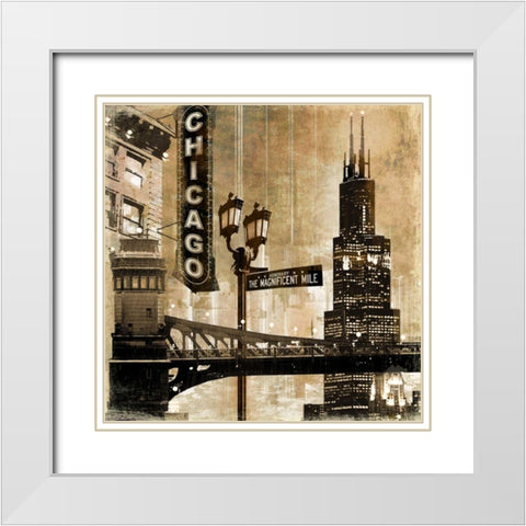 Chicago White Modern Wood Framed Art Print with Double Matting by Donovan, Kelly