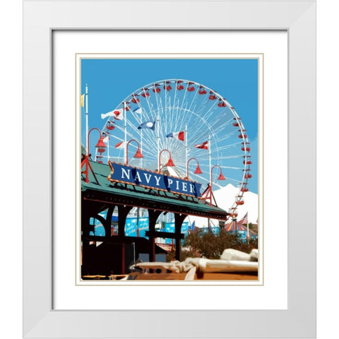 Navy Pier White Modern Wood Framed Art Print with Double Matting by Donovan, Kelly