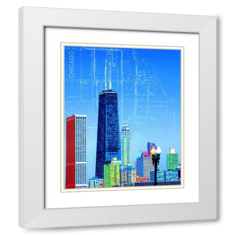 Hancock Tower White Modern Wood Framed Art Print with Double Matting by Donovan, Kelly