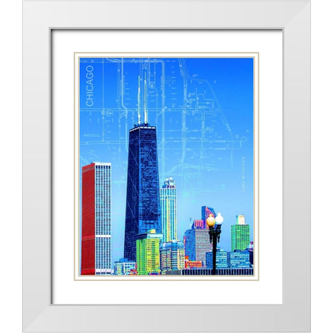 Hancock Tower White Modern Wood Framed Art Print with Double Matting by Donovan, Kelly