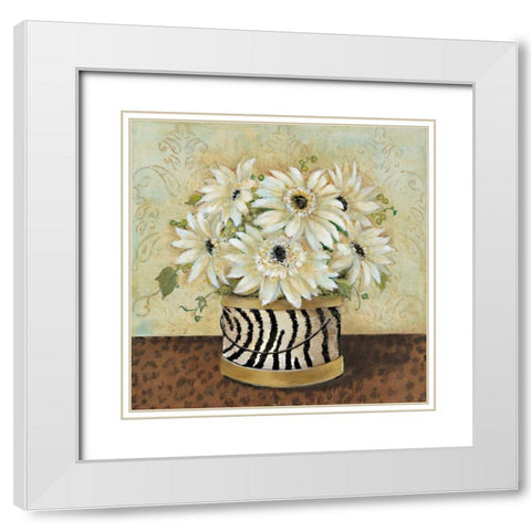 Exotic Touch I White Modern Wood Framed Art Print with Double Matting by Tava Studios
