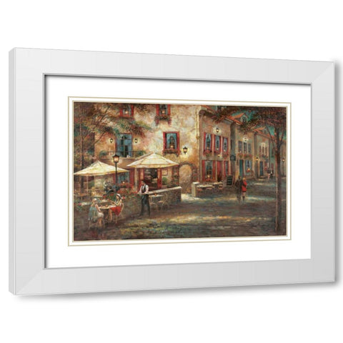 Courtyard Cafe White Modern Wood Framed Art Print with Double Matting by Manning, Ruane