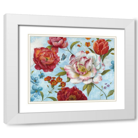 Country Blooms White Modern Wood Framed Art Print with Double Matting by Nan