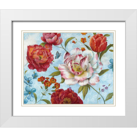 Country Blooms White Modern Wood Framed Art Print with Double Matting by Nan