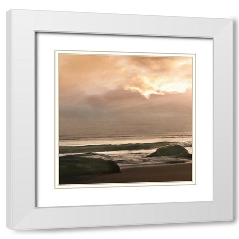 Malibu Sunrise White Modern Wood Framed Art Print with Double Matting by Calascibetta, Mike