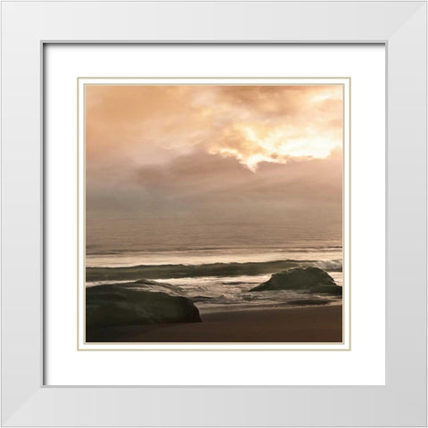 Malibu Sunrise White Modern Wood Framed Art Print with Double Matting by Calascibetta, Mike