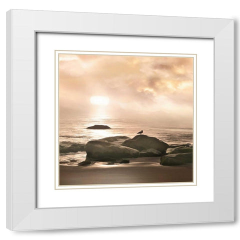 Malibu Sunset White Modern Wood Framed Art Print with Double Matting by Calascibetta, Mike