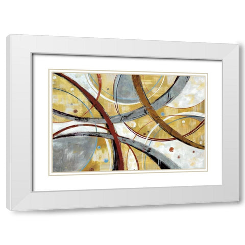Swishes White Modern Wood Framed Art Print with Double Matting by Nan