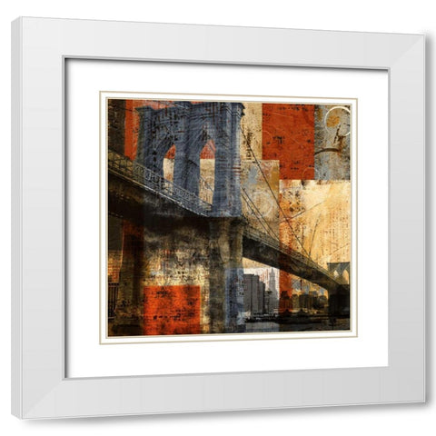 Brooklyn Bridge White Modern Wood Framed Art Print with Double Matting by Craven, Katrina