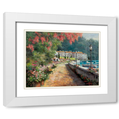 Morning Stroll White Modern Wood Framed Art Print with Double Matting by Chiu, T.C.
