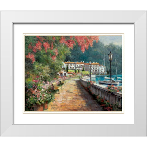 Morning Stroll White Modern Wood Framed Art Print with Double Matting by Chiu, T.C.