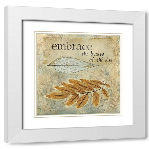 Embrace White Modern Wood Framed Art Print with Double Matting by Robinson, Carol