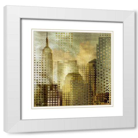 Empire State Building White Modern Wood Framed Art Print with Double Matting by Craven, Katrina