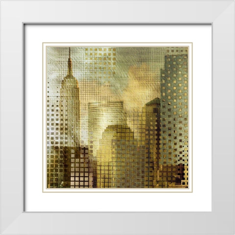 Empire State Building White Modern Wood Framed Art Print with Double Matting by Craven, Katrina