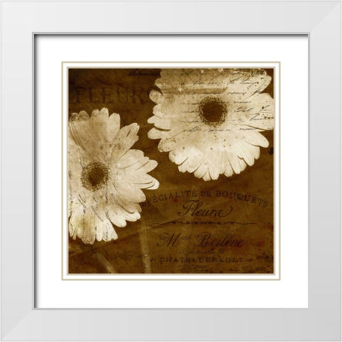 Daisy White Modern Wood Framed Art Print with Double Matting by Craven, Katrina