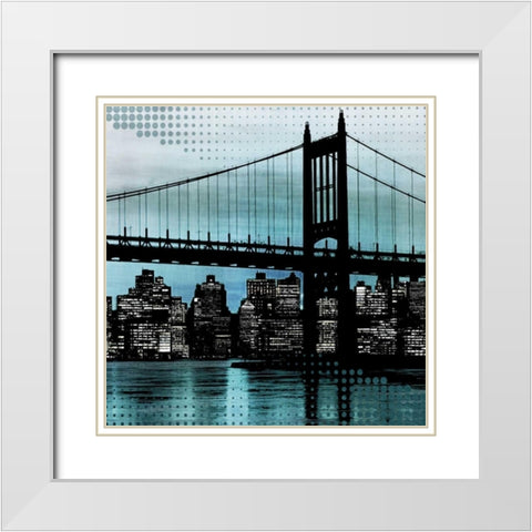 City Metallic In Blue White Modern Wood Framed Art Print with Double Matting by Craven, Katrina