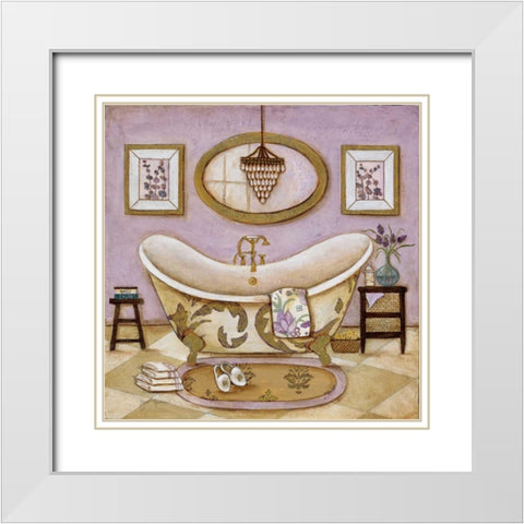 Lavender Bath II White Modern Wood Framed Art Print with Double Matting by Tava Studios