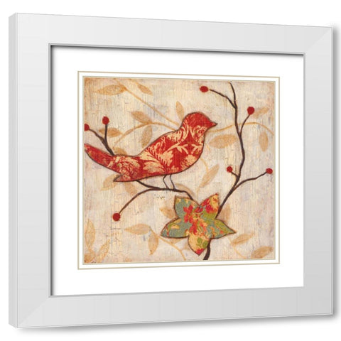Songbird I White Modern Wood Framed Art Print with Double Matting by Tava Studios