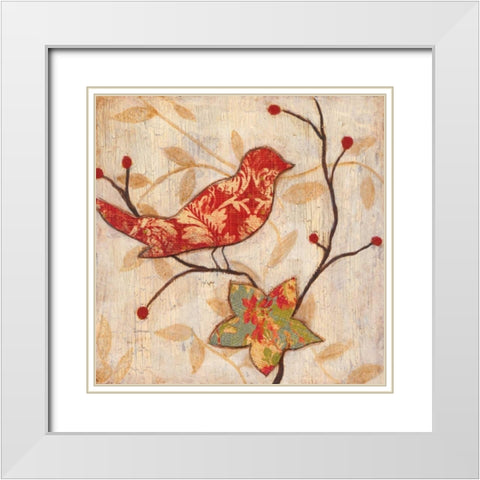 Songbird I White Modern Wood Framed Art Print with Double Matting by Tava Studios