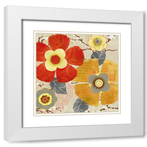 Splash Of SpringIII White Modern Wood Framed Art Print with Double Matting by Robinson, Carol