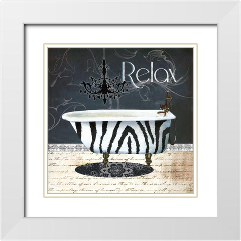 Relax White Modern Wood Framed Art Print with Double Matting by Robinson, Carol