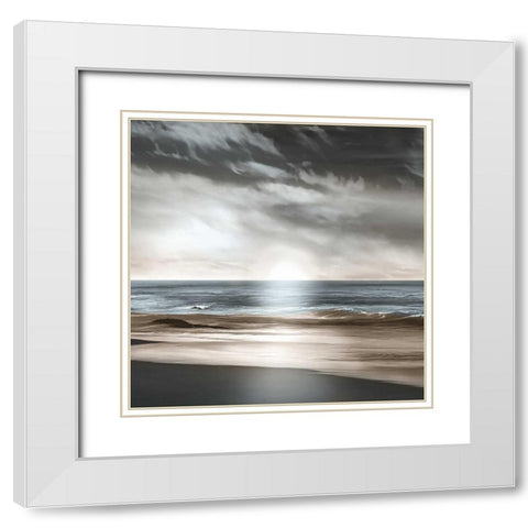 Blue Sea White Modern Wood Framed Art Print with Double Matting by Calascibetta, Mike