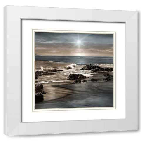 Blue Sea White Modern Wood Framed Art Print with Double Matting by Calascibetta, Mike