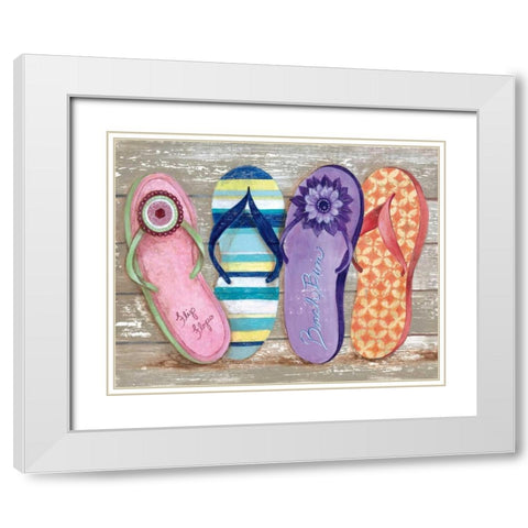 Beach Bum II White Modern Wood Framed Art Print with Double Matting by Tava Studios