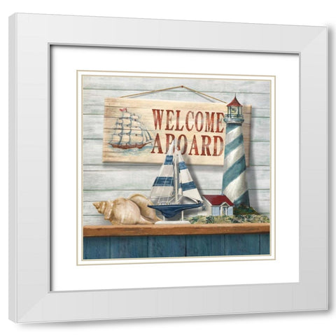 Welcome Aboard White Modern Wood Framed Art Print with Double Matting by Knutsen, Conrad