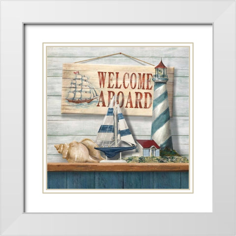 Welcome Aboard White Modern Wood Framed Art Print with Double Matting by Knutsen, Conrad