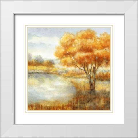 Golden Landscapes White Modern Wood Framed Art Print with Double Matting by Nan