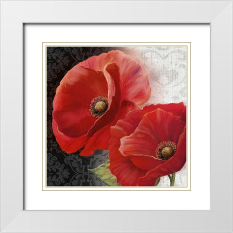 Poppy Perfection II White Modern Wood Framed Art Print with Double Matting by Knutsen, Conrad