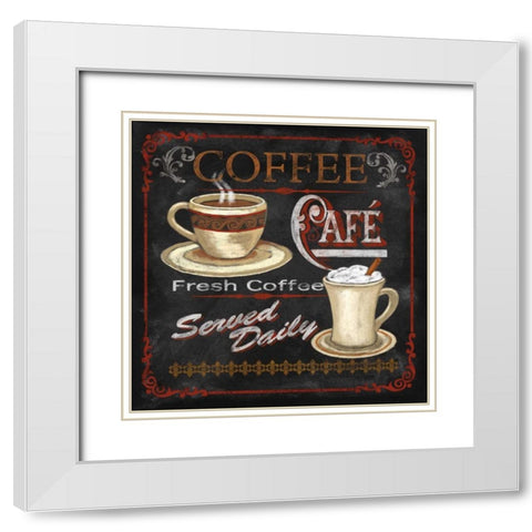 Coffee Cafe White Modern Wood Framed Art Print with Double Matting by Knutsen, Conrad