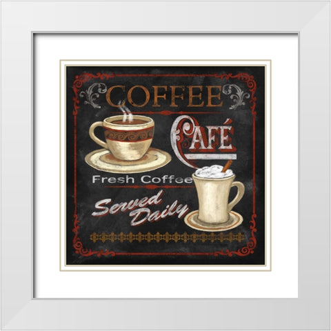 Coffee Cafe White Modern Wood Framed Art Print with Double Matting by Knutsen, Conrad