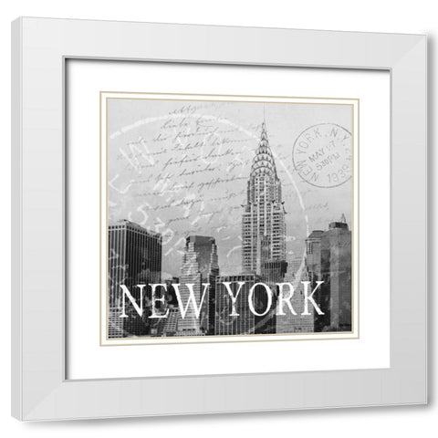 New York White Modern Wood Framed Art Print with Double Matting by Knutsen, Conrad