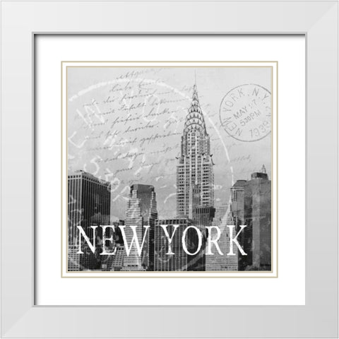 New York White Modern Wood Framed Art Print with Double Matting by Knutsen, Conrad