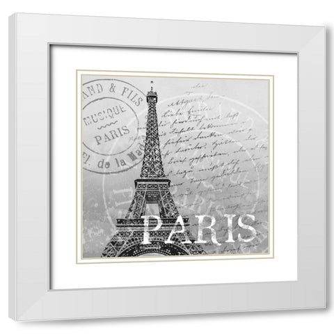 Paris White Modern Wood Framed Art Print with Double Matting by Knutsen, Conrad