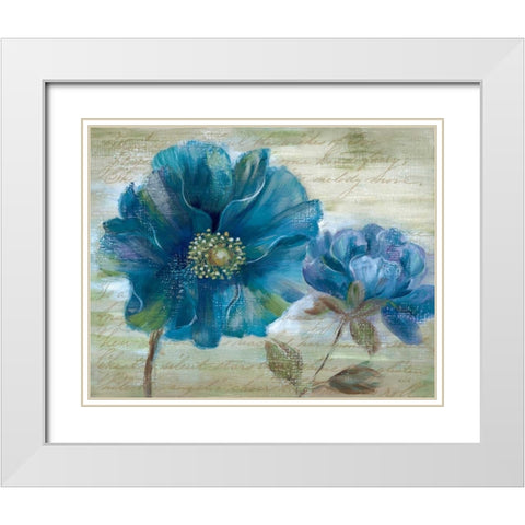 Blue Poppy Poem I White Modern Wood Framed Art Print with Double Matting by Nan