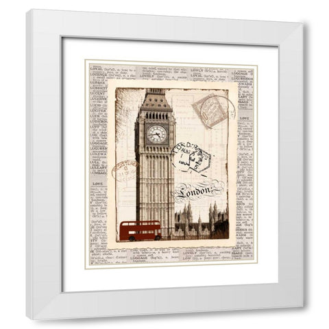 London Memories White Modern Wood Framed Art Print with Double Matting by Craven, Katrina