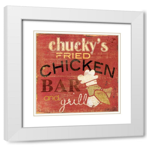 Chuckys Fried White Modern Wood Framed Art Print with Double Matting by Robinson, Carol
