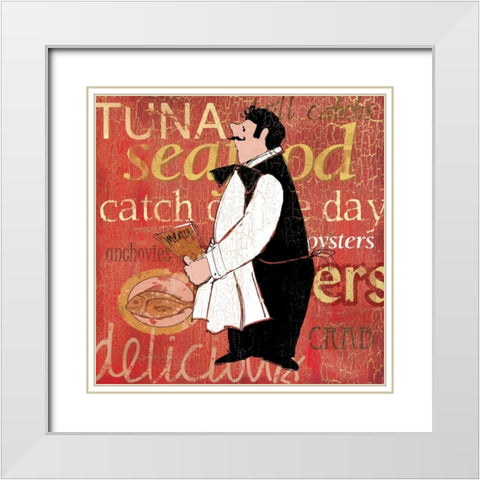 Fresh Seafood White Modern Wood Framed Art Print with Double Matting by Robinson, Carol