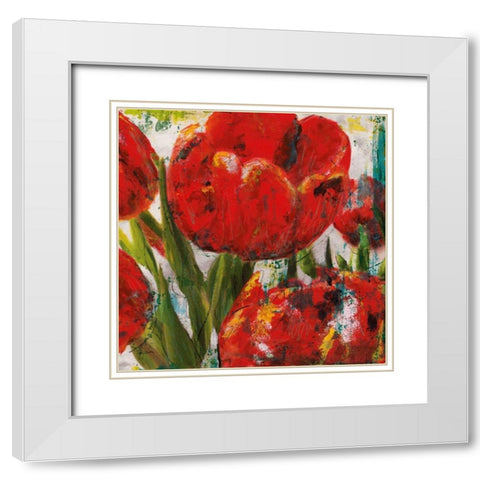 Painted Tulips II White Modern Wood Framed Art Print with Double Matting by Craven, Katrina
