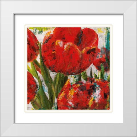 Painted Tulips II White Modern Wood Framed Art Print with Double Matting by Craven, Katrina