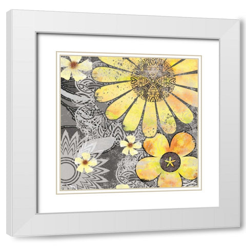 Flower Power I White Modern Wood Framed Art Print with Double Matting by Robinson, Carol