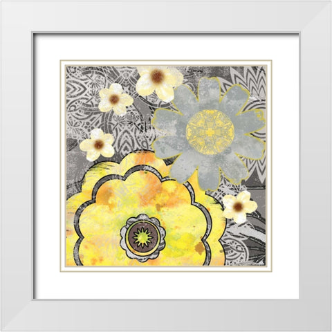Flower Power II White Modern Wood Framed Art Print with Double Matting by Robinson, Carol