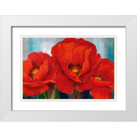 Magnifique En Rouge White Modern Wood Framed Art Print with Double Matting by Nan