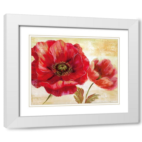 Passion For Poppies I White Modern Wood Framed Art Print with Double Matting by Nan
