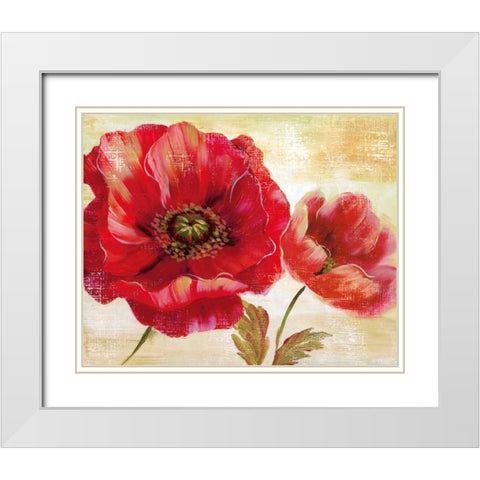 Passion For Poppies I White Modern Wood Framed Art Print with Double Matting by Nan